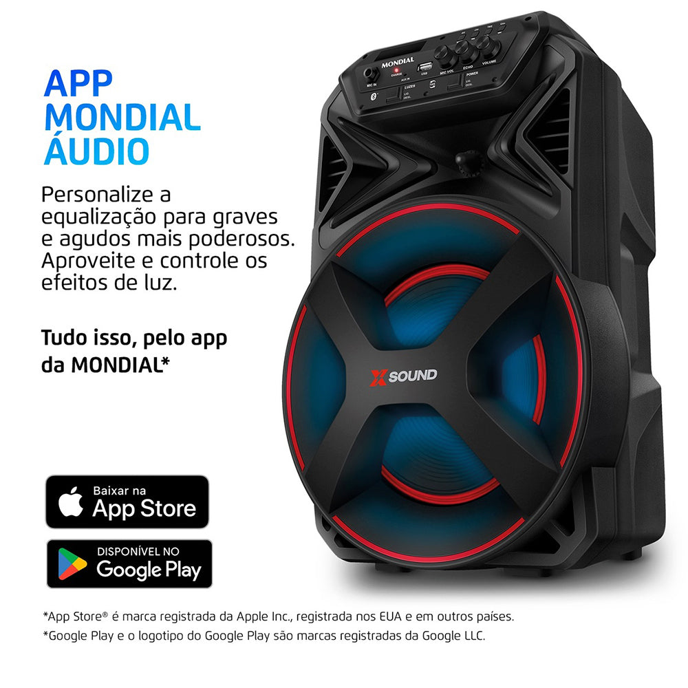 Caixa de Som Amplificada Mondial XSound CM-300-N 300W Bluetooth RGB