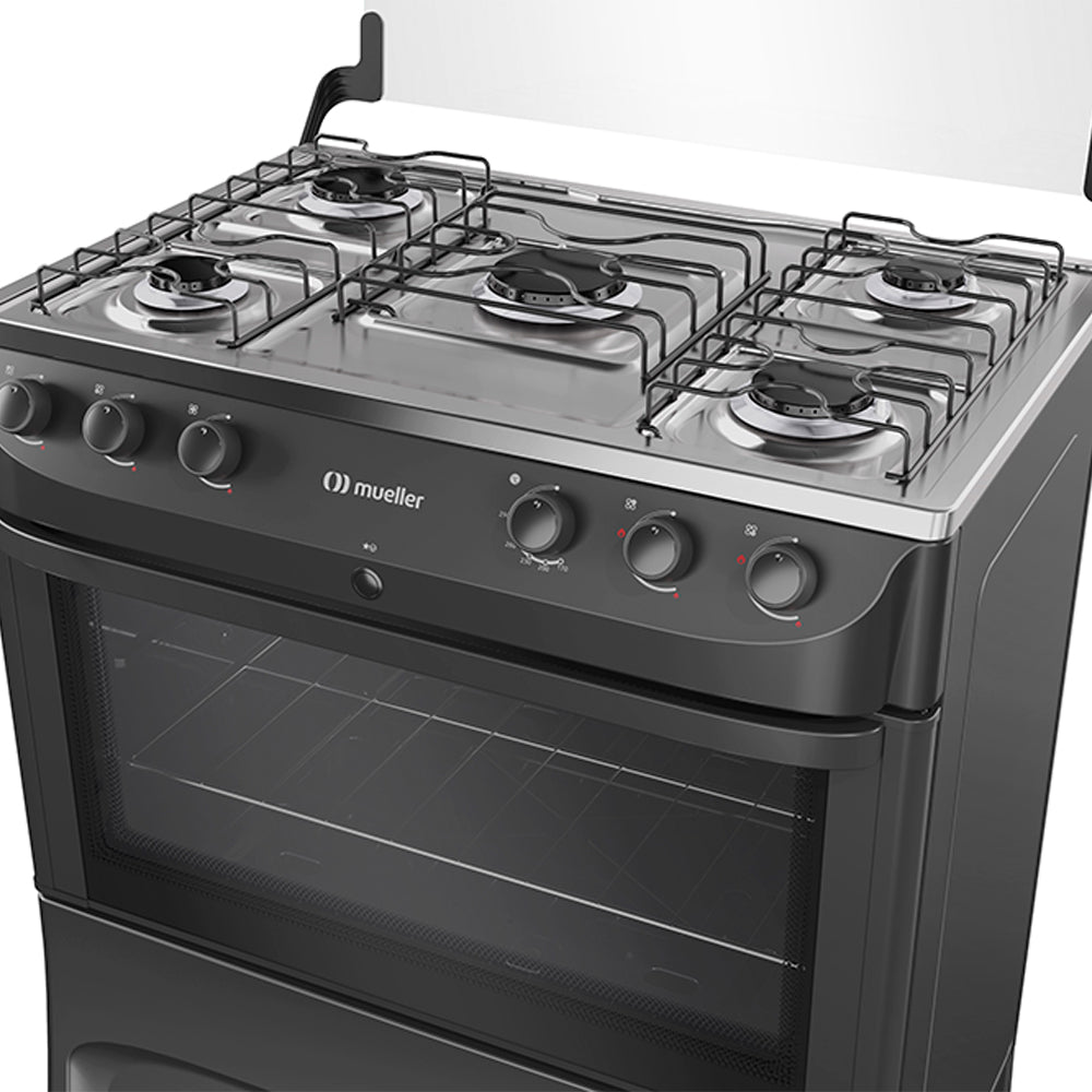 Fogão Mueller 5 Bocas MFI5BB Automático Mesa de Inox Forno 81,6L