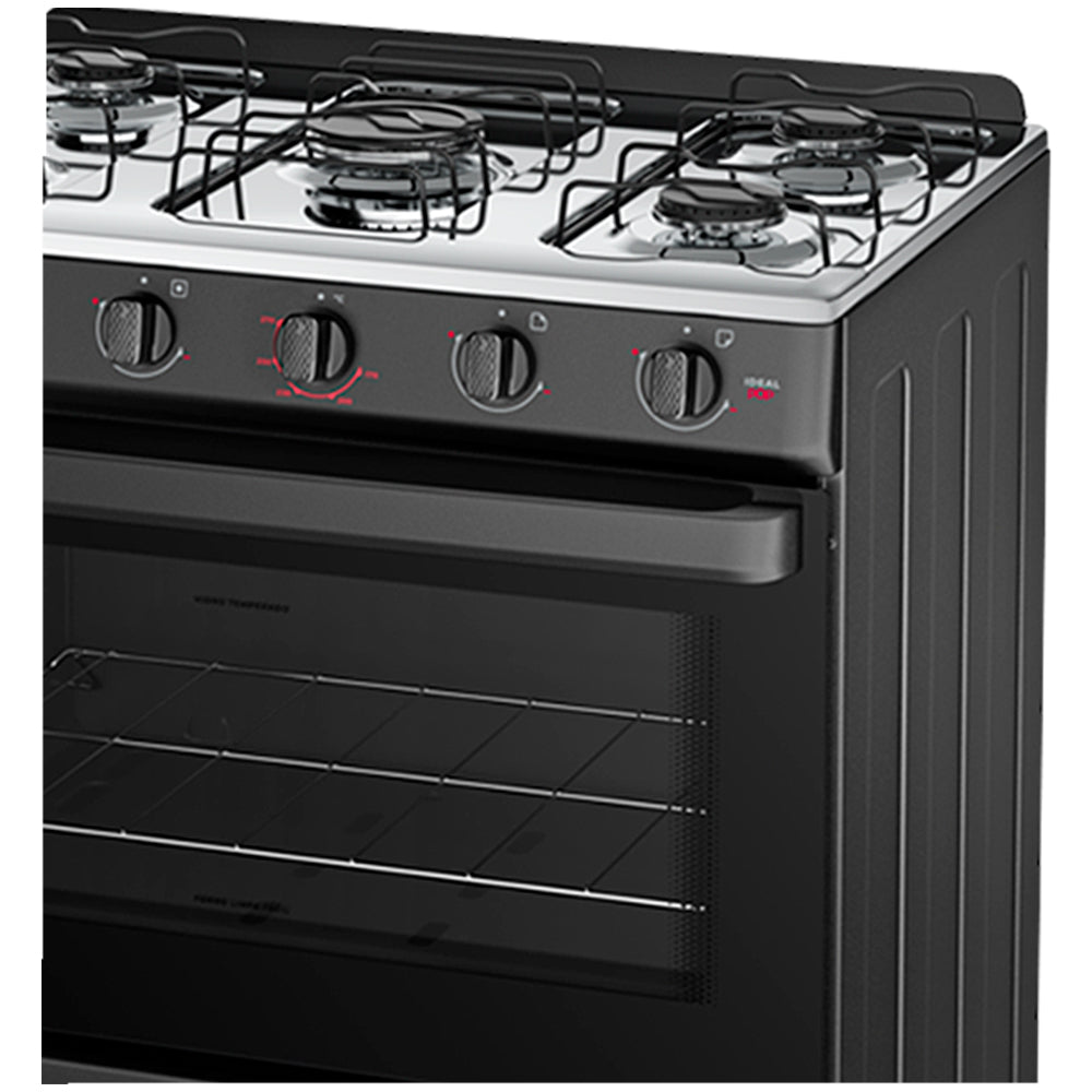 Fogão Esmaltec Ideal Pop 5 Bocas Manual Mesa Aço Inox