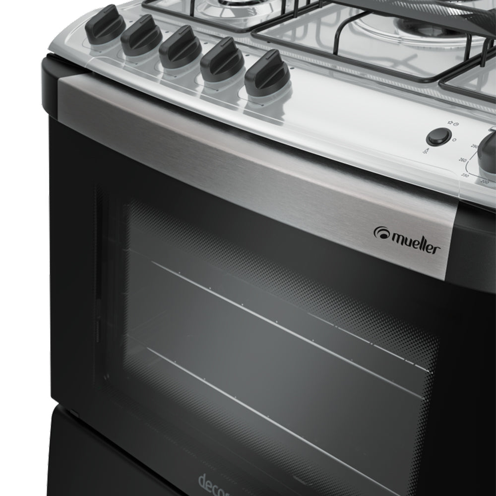 Fogão Mueller 5 Bocas Decorato G3 Automático Mesa de Inox Tripla Chama