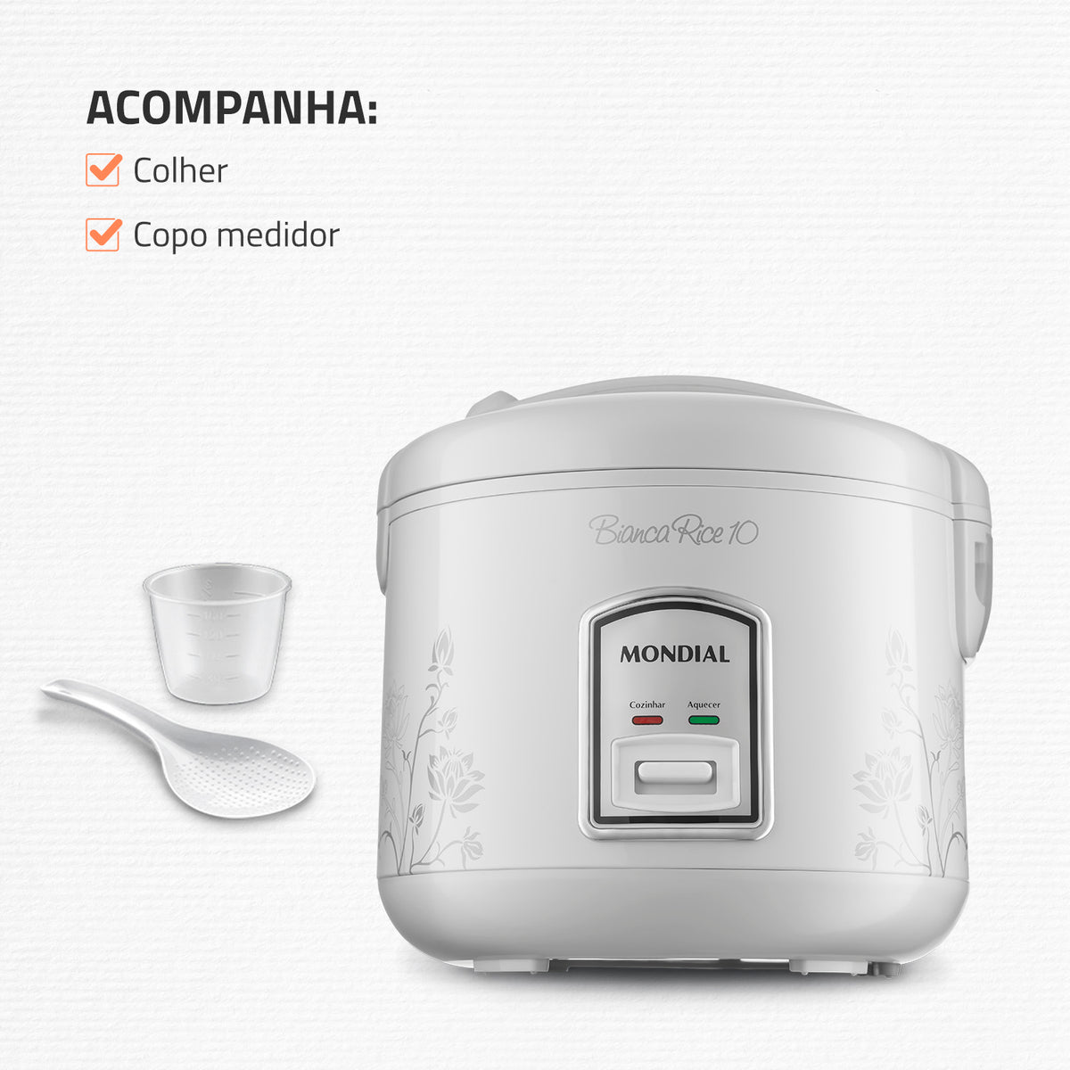 Panela Elétrica de Arroz Mondial Bianca Rice 10 Xícaras 2L PE10