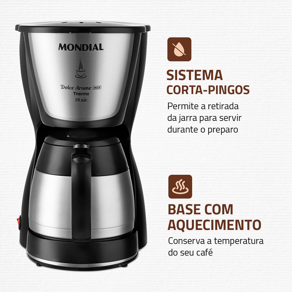 Cafeteira Mondial Dolce Aroma Thermo 24 Xícaras Filtro Permanente