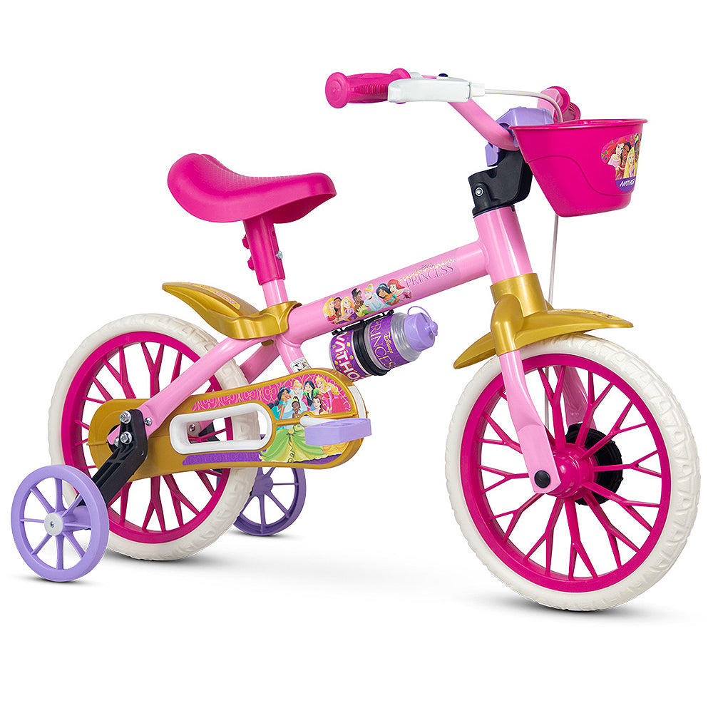 Bicicleta Infantil Aro 12 Nathor Princesas com Cestinha