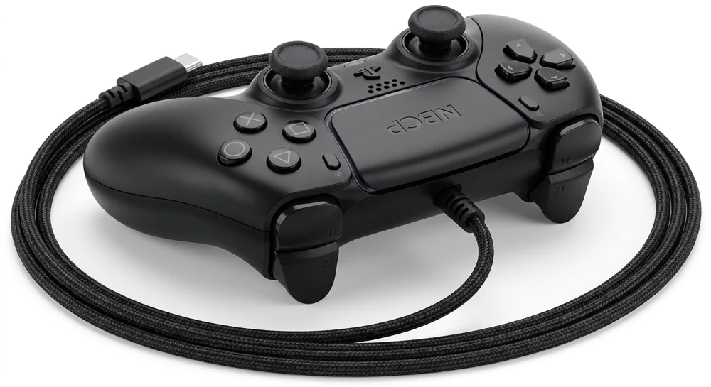Controle com fio para jogos NBCP para PS5, PS4 e PC com giroscópio