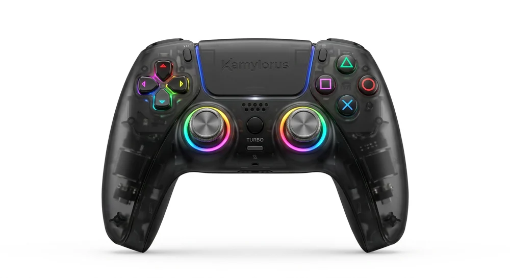 Controle Sem Fio Kamylorus PS5 Efeito Hall RGB Turbo