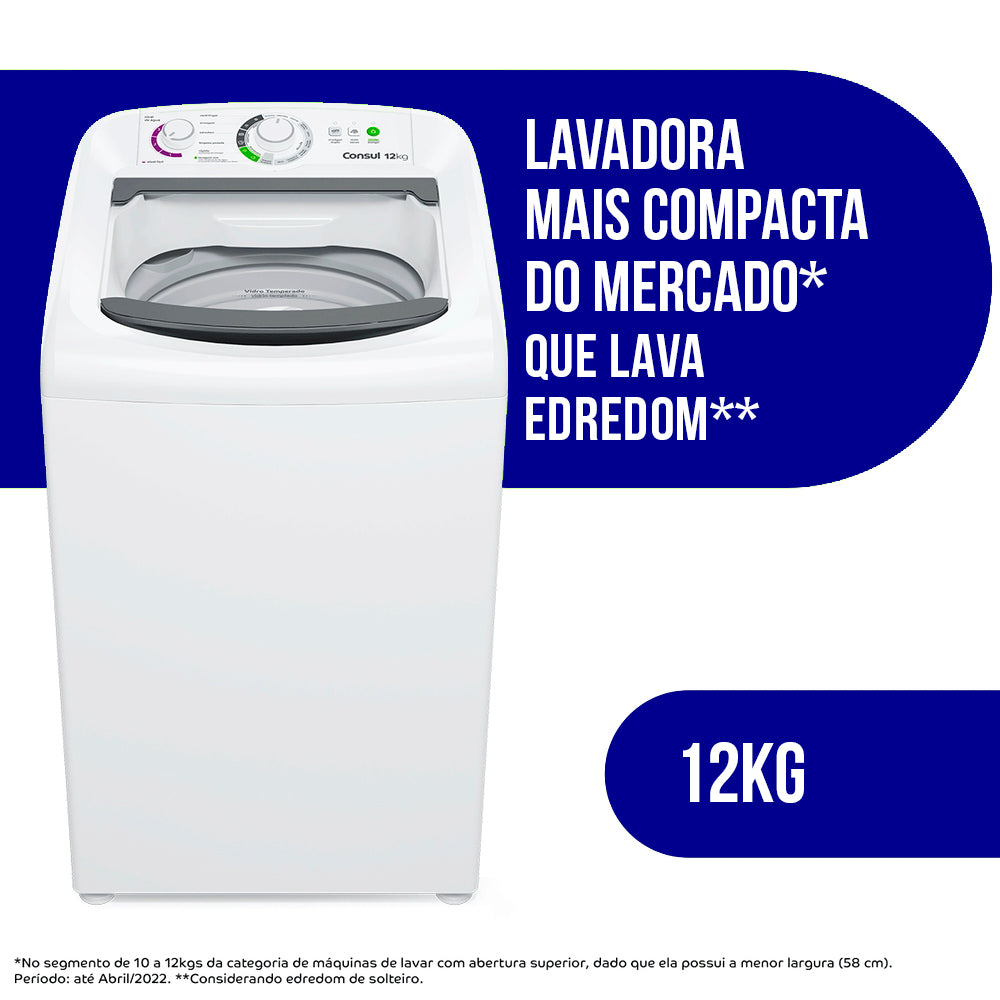 Máquina de Lavar Consul 12Kg Automática Ciclo Edredom Cesto Inox CWH12BB
