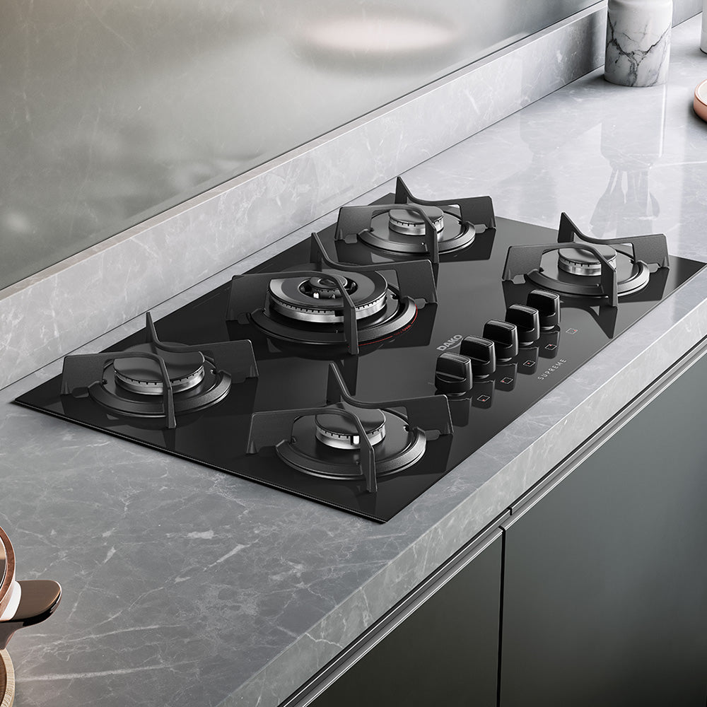 Cooktop Dako Supreme 5 Bocas Superautomático Mesa de Vidro Mega Chama