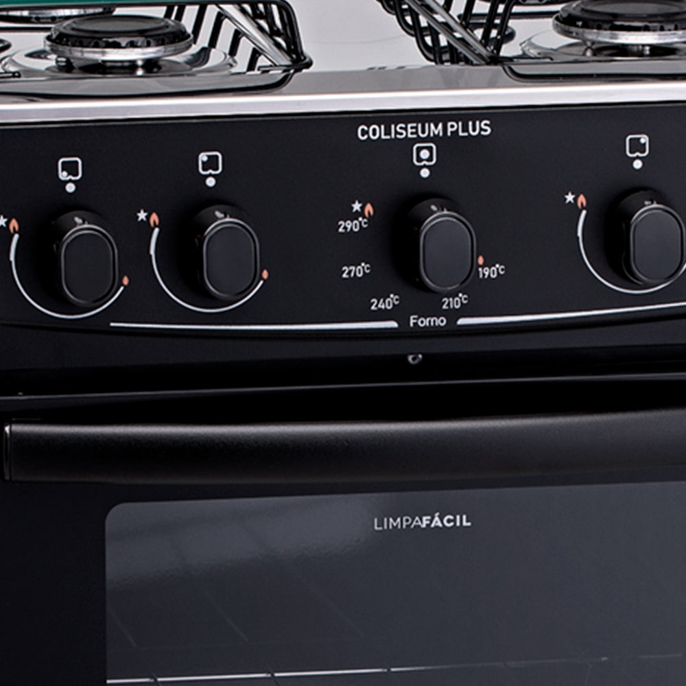 Fogão Atlas Coliseum Plus 4 Bocas Acendimento Manual Mesa de Inox Forno 50L