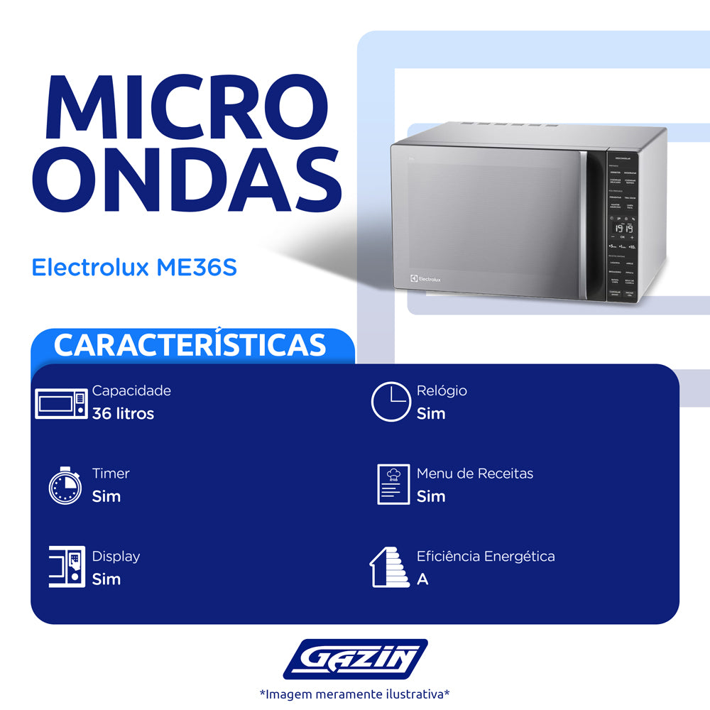 Micro-ondas Electrolux 36L Efficient com Descongelamento Assistido ME36S