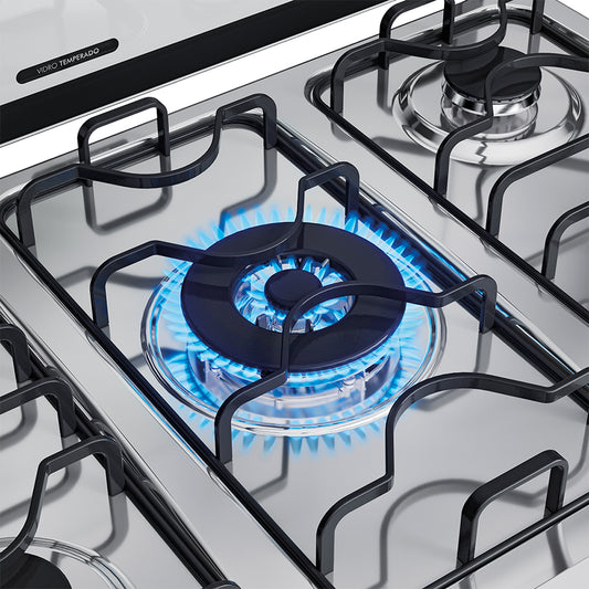 Fogão Dako Magister 5 Bocas Automático Mesa de Inox Tripla Chama Forno 100L
