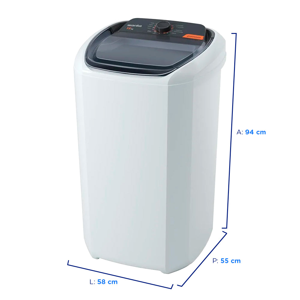 Tanquinho Wanke Premium 15kg Semiautomático 10 programas LWBE150T3