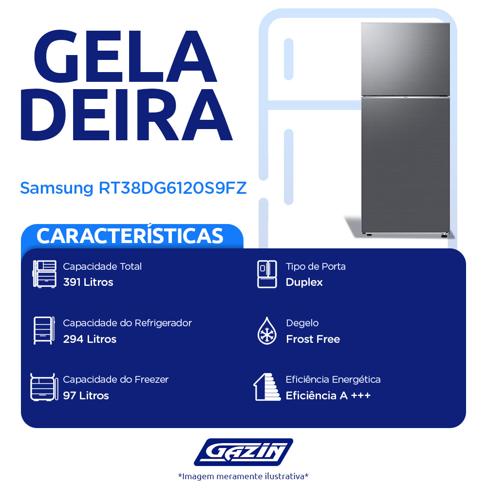 Geladeira Samsung Evolution 391L Frost Free Duplex RT38 Inverter