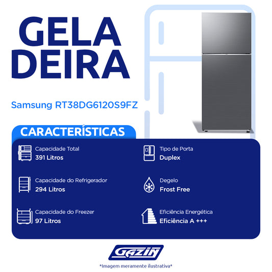 Geladeira Samsung Evolution 391L Frost Free Duplex RT38 Inverter
