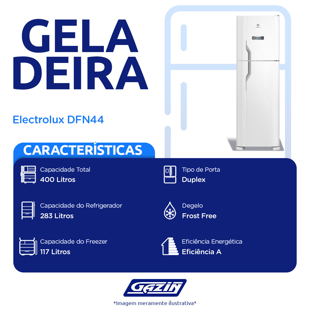 Geladeira Electrolux 400L Frost Free Turbo Freezer Duplex DFN44