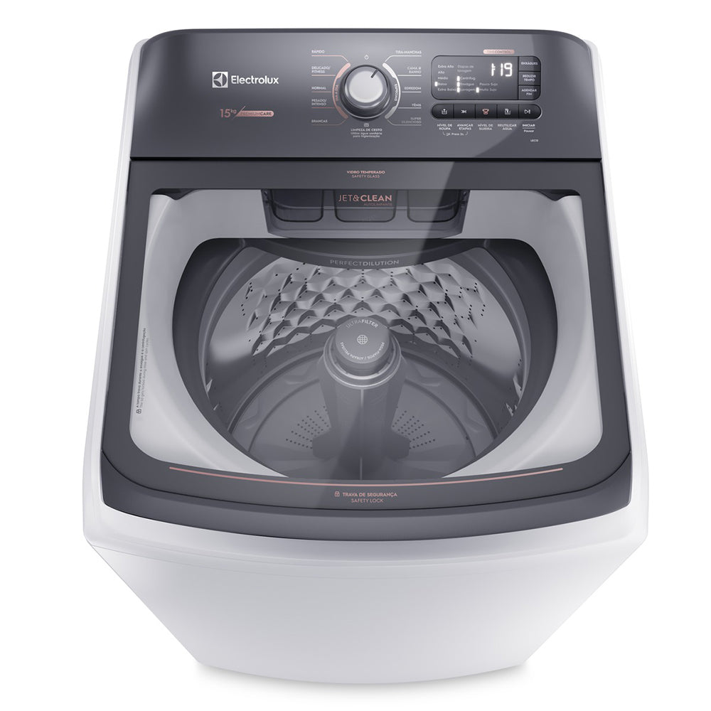 Máquina de Lavar Electrolux Premium Care com Cesto Inox 15kg LEC15