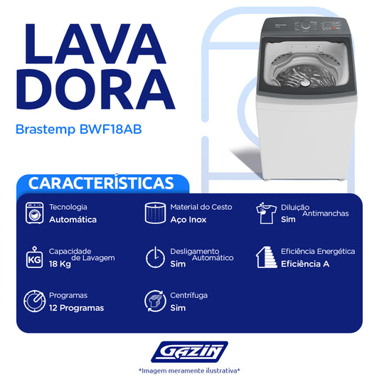 Máquina de Lavar Brastemp 18 Kg Automática Digital BWF18