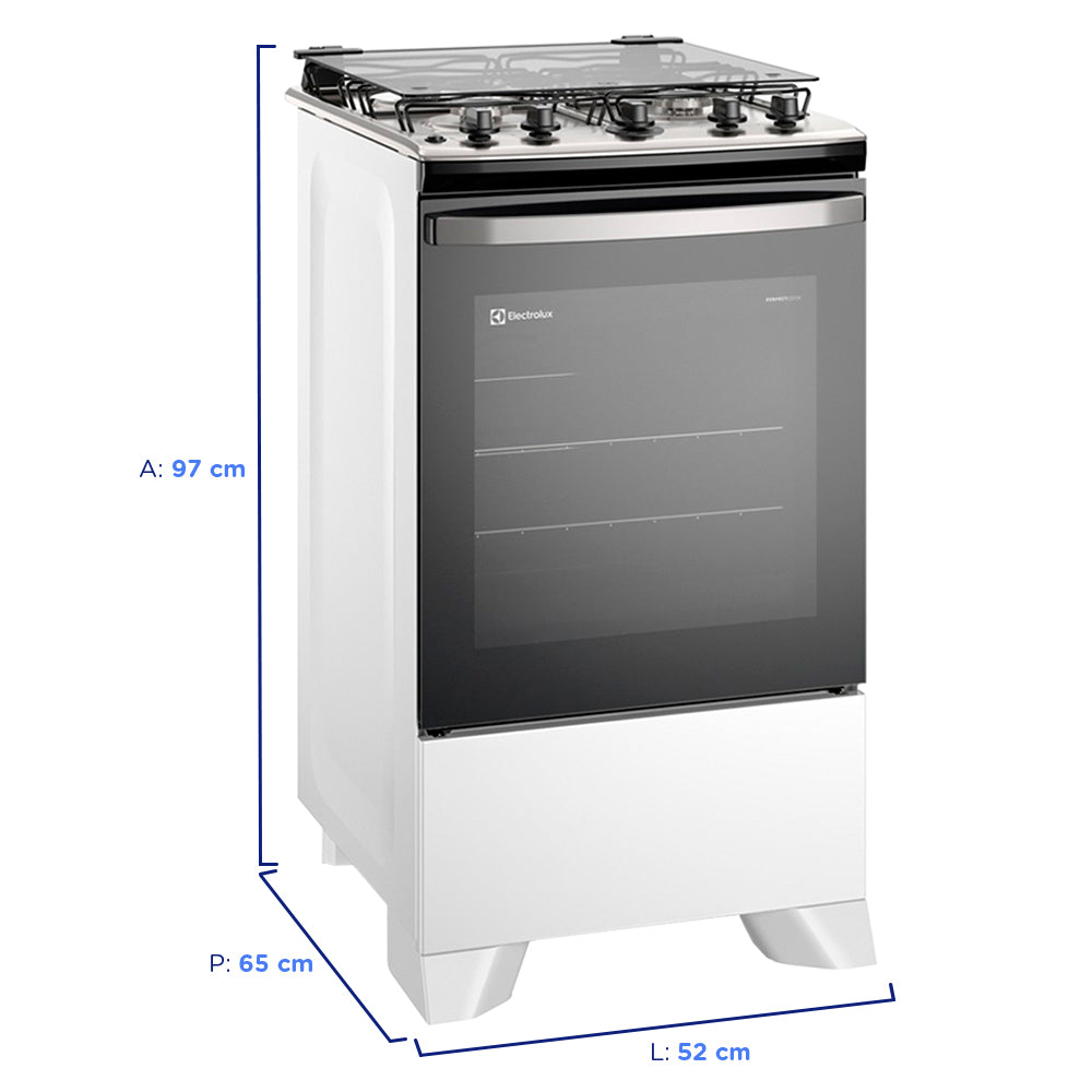 Fogão Electrolux Efficient FE4IB Automático Mesa Inox Forno 72,6L