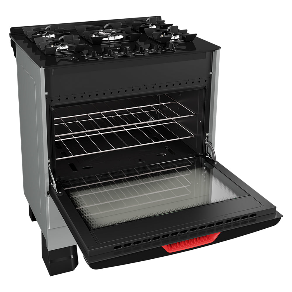 Fogão Mueller MFV5BF 5 Bocas Automático Mesa de Vidro Forno Total Clean