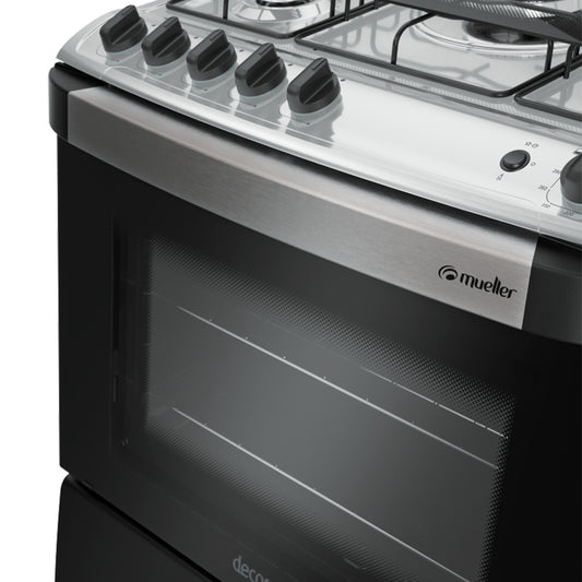 Fogão Mueller 5 Bocas Decorato G3 Automático Mesa de Inox Tripla Chama