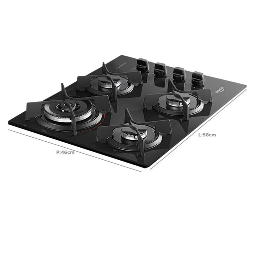 Cooktop a Gás Dako Supreme 4 Bocas Mesa em Vidro Trempes em Ferro Fundido