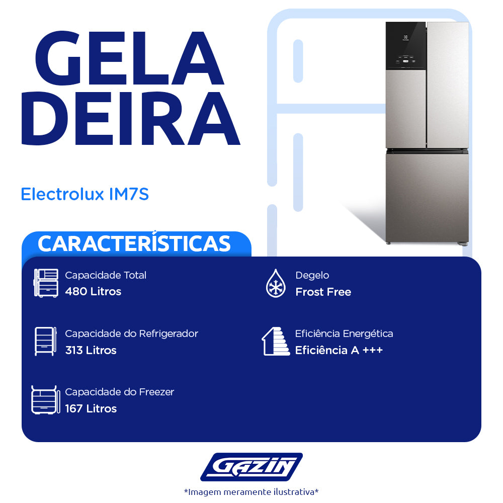 Geladeira Refrigerador Electrolux AutoSense 480L Frost Free 3 Portas IM7S