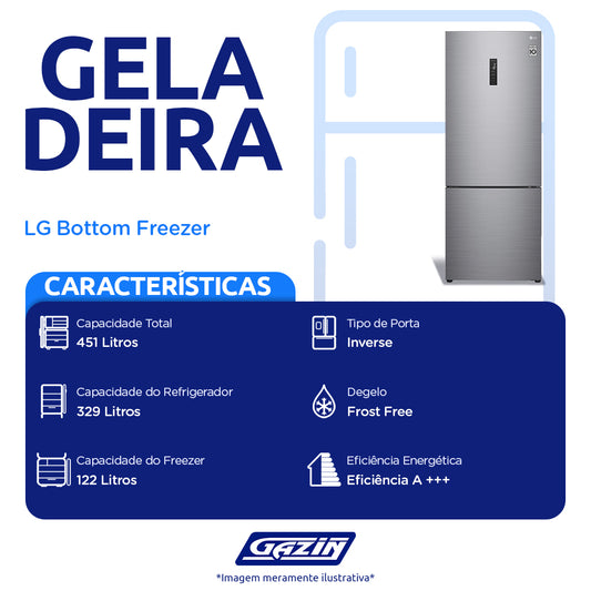 Geladeira Smart LG Inverse 451L Frost Free Inverter GC-B569NLL2