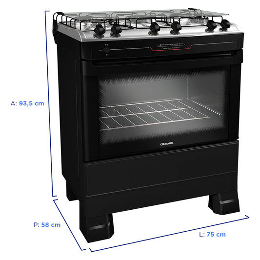 Fogão Mueller MFI5BF 5 Bocas Automático Mesa Inox Forno Total Clean