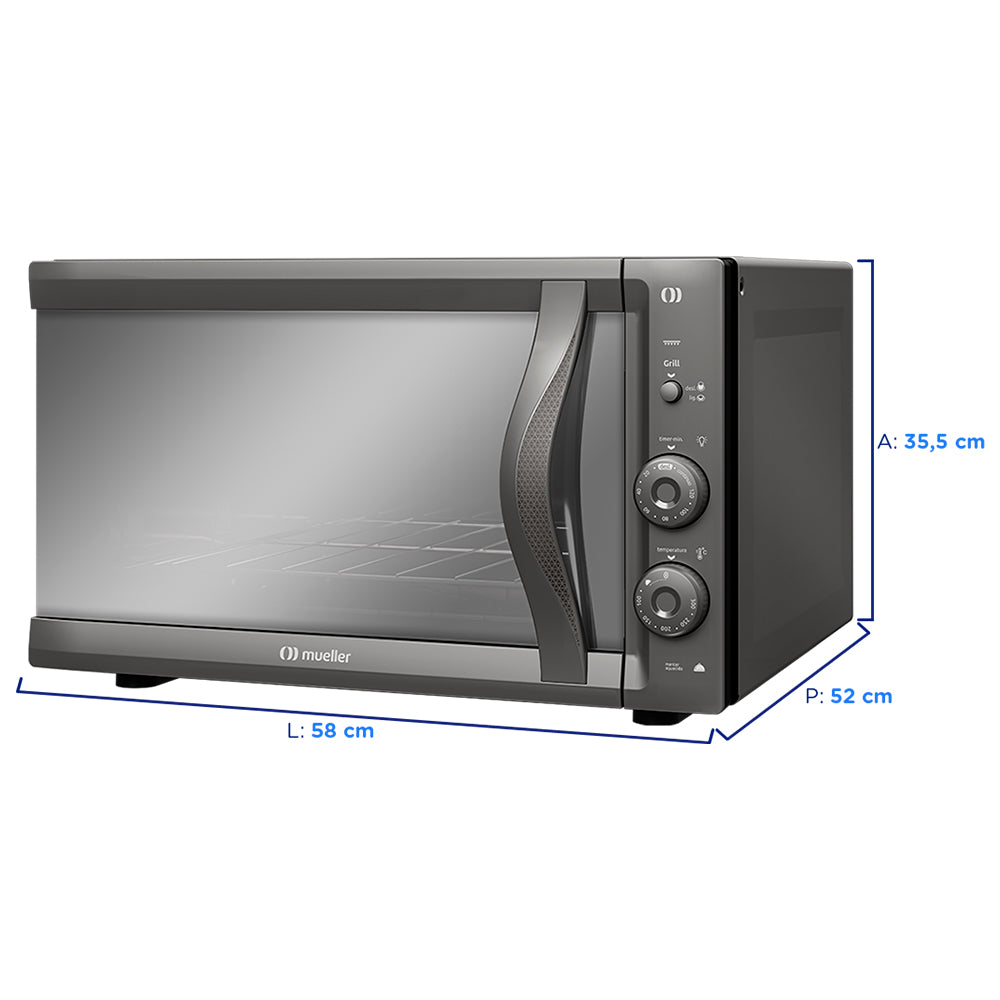 Forno Elétrico de Bancada Mueller 50L Gril Espelhado MFB50F