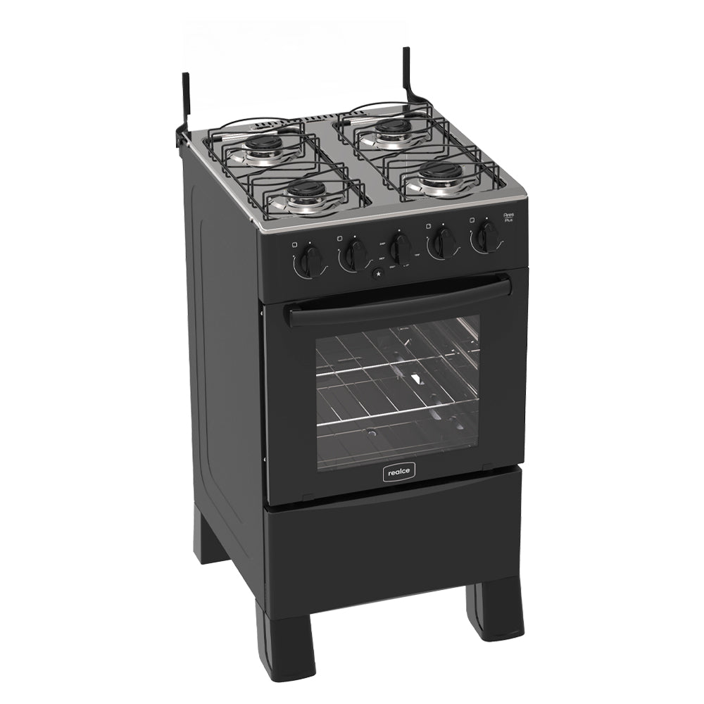 Fogão Realce 4 Bocas Ares Plus Automático Mesa de Inox Forno 50L