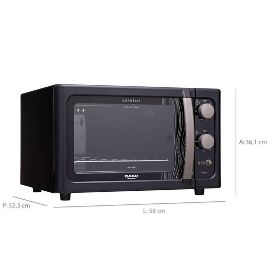 Forno Elétrico de Bancada 44L Dako Supreme Grill 1750W