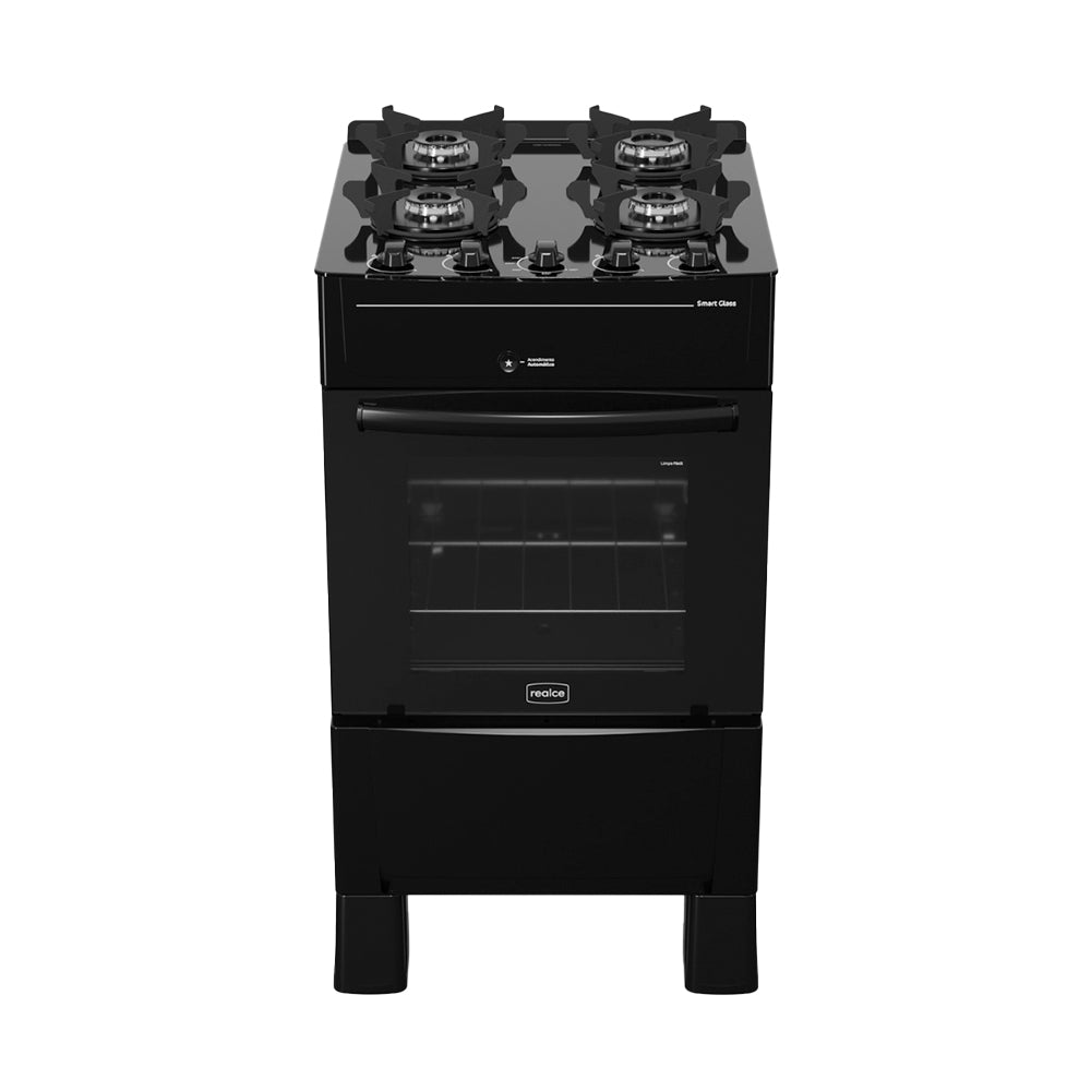Fogão Realce Smart Glass 4 Bocas Automático Mesa de Vidro 50L
