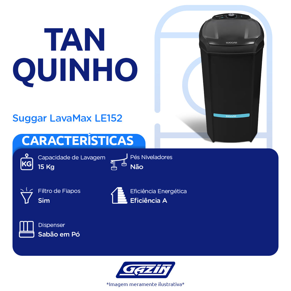 Máquina de Lavar Suggar LavaMax Eco 15kg Semiautomática LE152