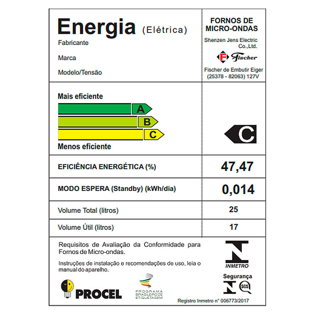 Micro-ondas de Embutir Fischer Infinity 25L 1400W com Função Dourador