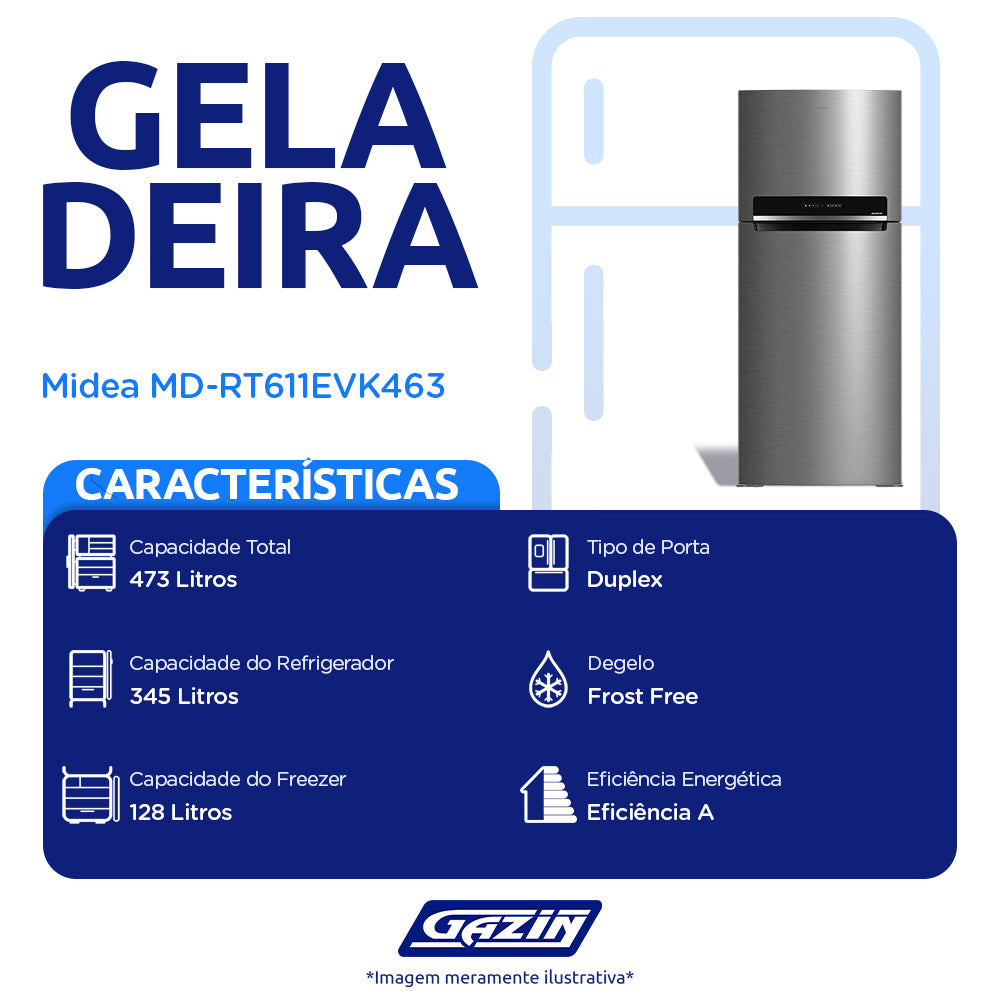 Geladeira Midea 473L Frost Free Duplex MD-RT61