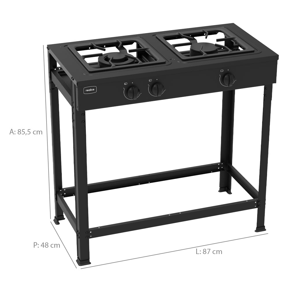 Fogão Industrial Realce 2 Bocas Atena Manual com Bandeja Coletora