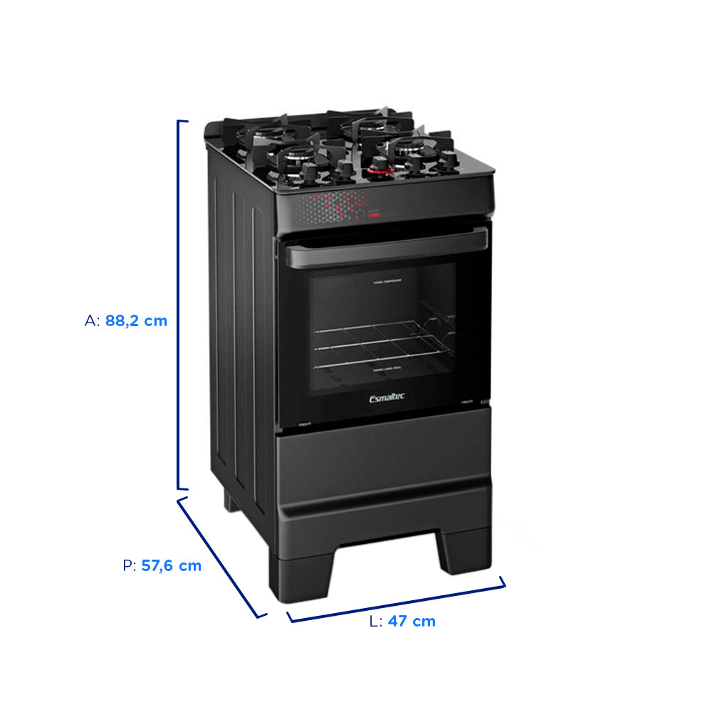 Fogão Esmaltec Ideal Top 4 Bocas Automático Mesa de Vidro