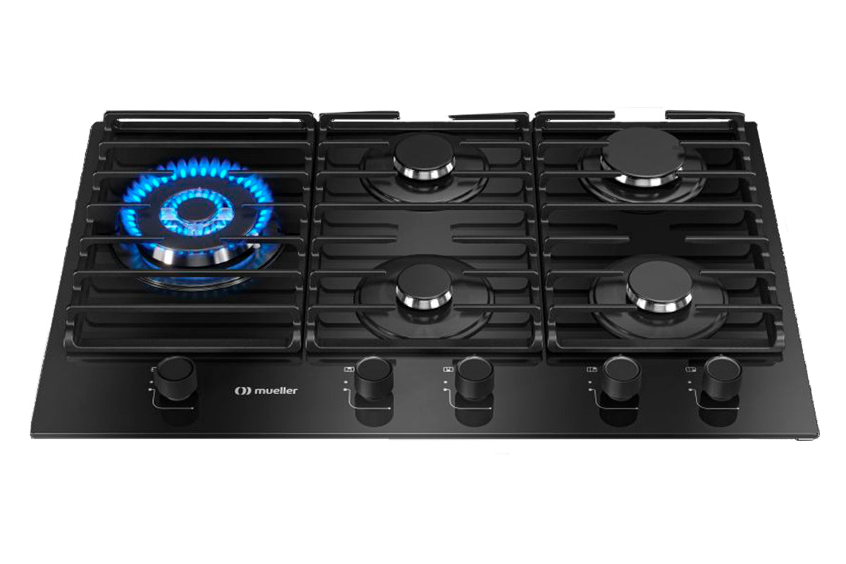 Cooktop a Gás Mueller Mesa de Vidro 5 Bocas MCG5BM