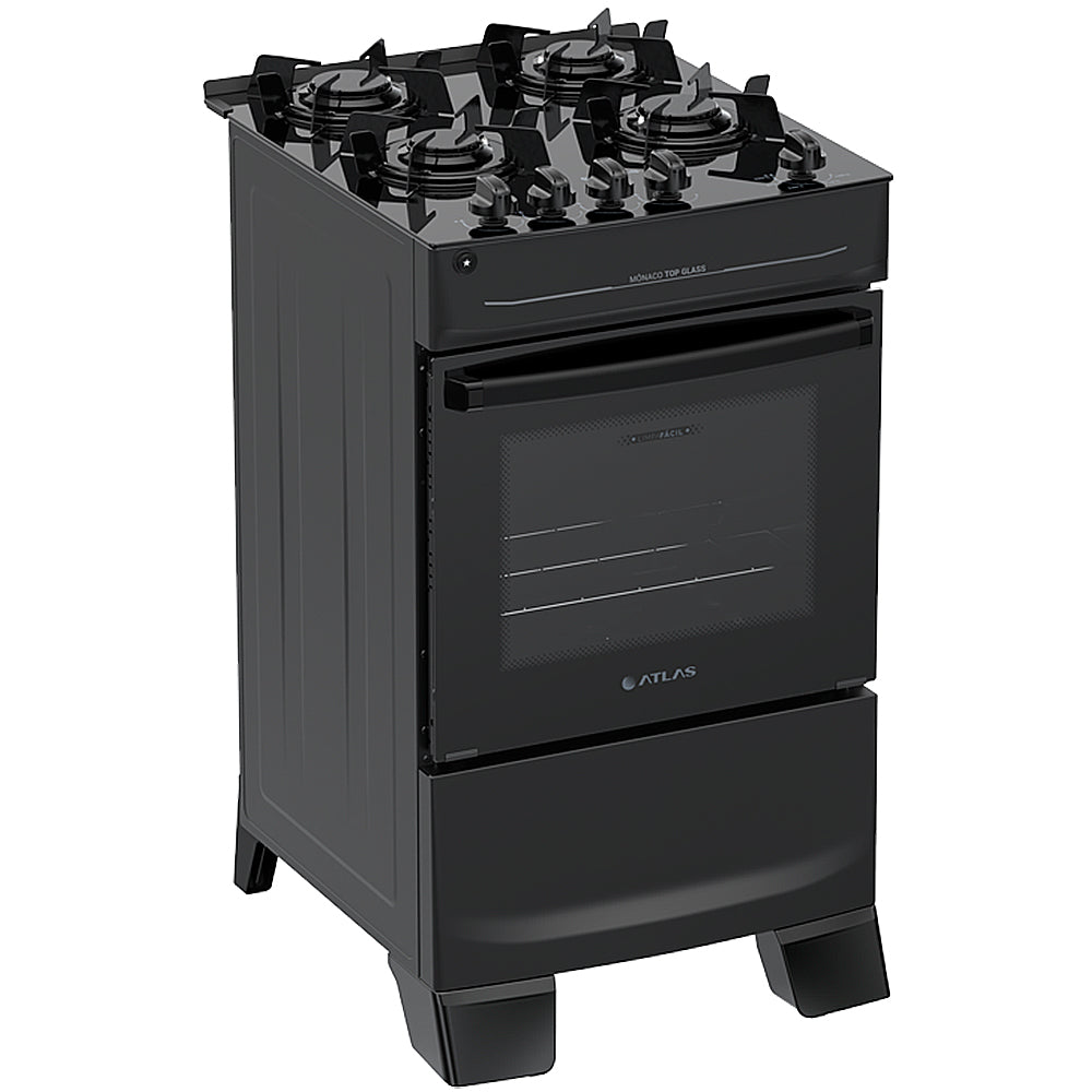 Fogão Atlas Mônaco Top Glass 4 Bocas Automático Mesa de Vidro Forno