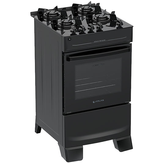 Fogão Atlas Mônaco Top Glass 4 Bocas Automático Mesa de Vidro Forno