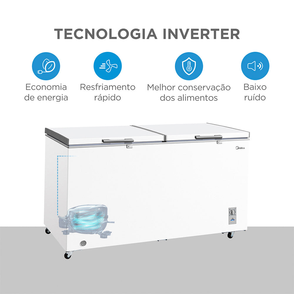 Freezer Midea 508L 2 Portas Horizontal Degelo Manual MDRC69