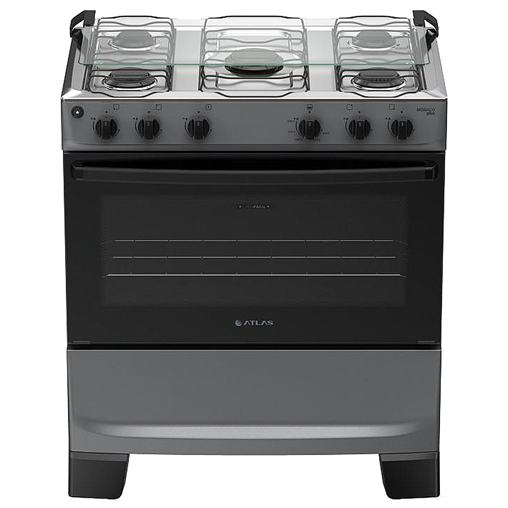 Fogão Atlas Mônaco Plus 5 Bocas Automático Mesa de Inox Forno