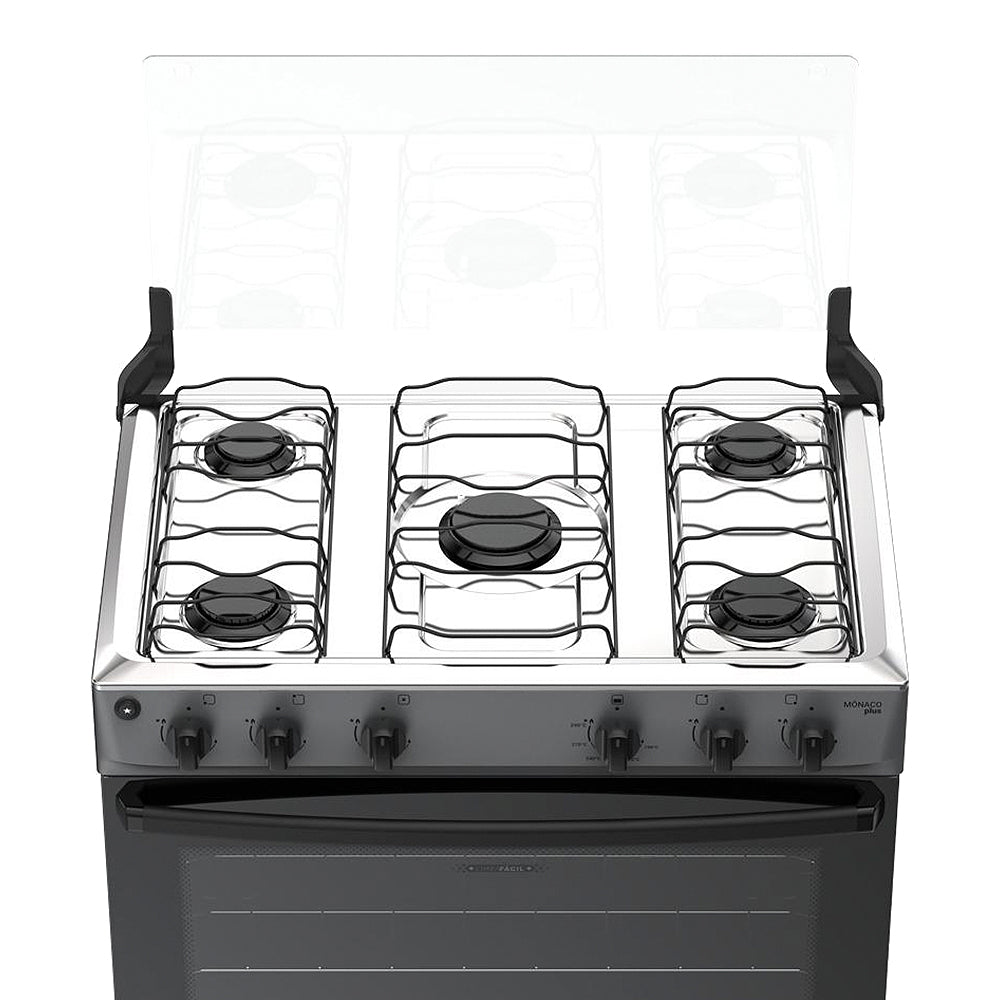 Fogão Atlas Mônaco Plus 5 Bocas Automático Mesa de Inox Forno