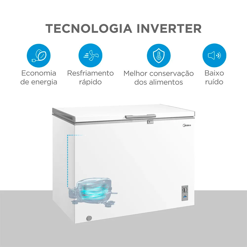 Freezer Midea 293L 1 Porta Horizontal Degelo Manual MDRC4