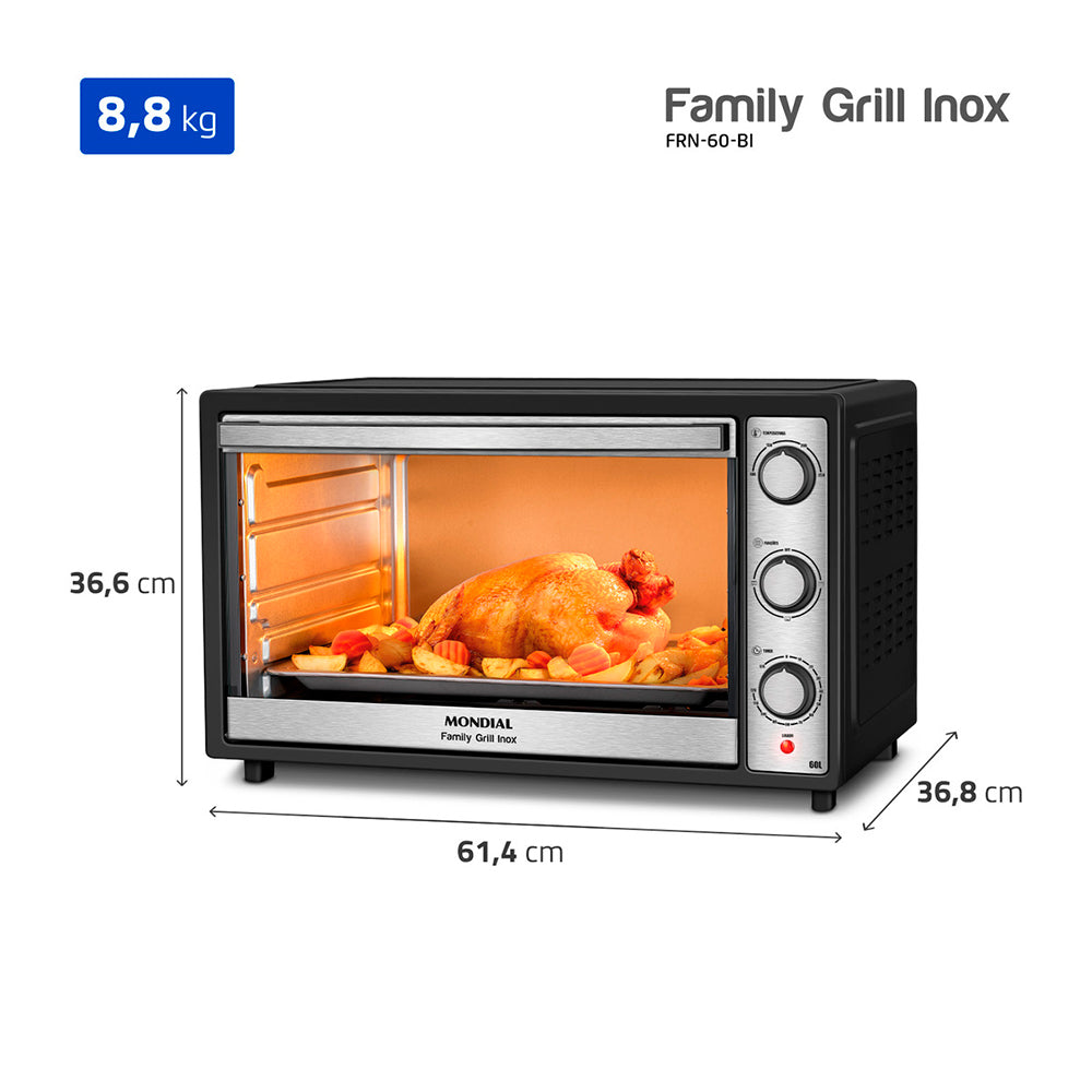 Forno Elétrico 60L Mondial Family Grill Inox Bivolt