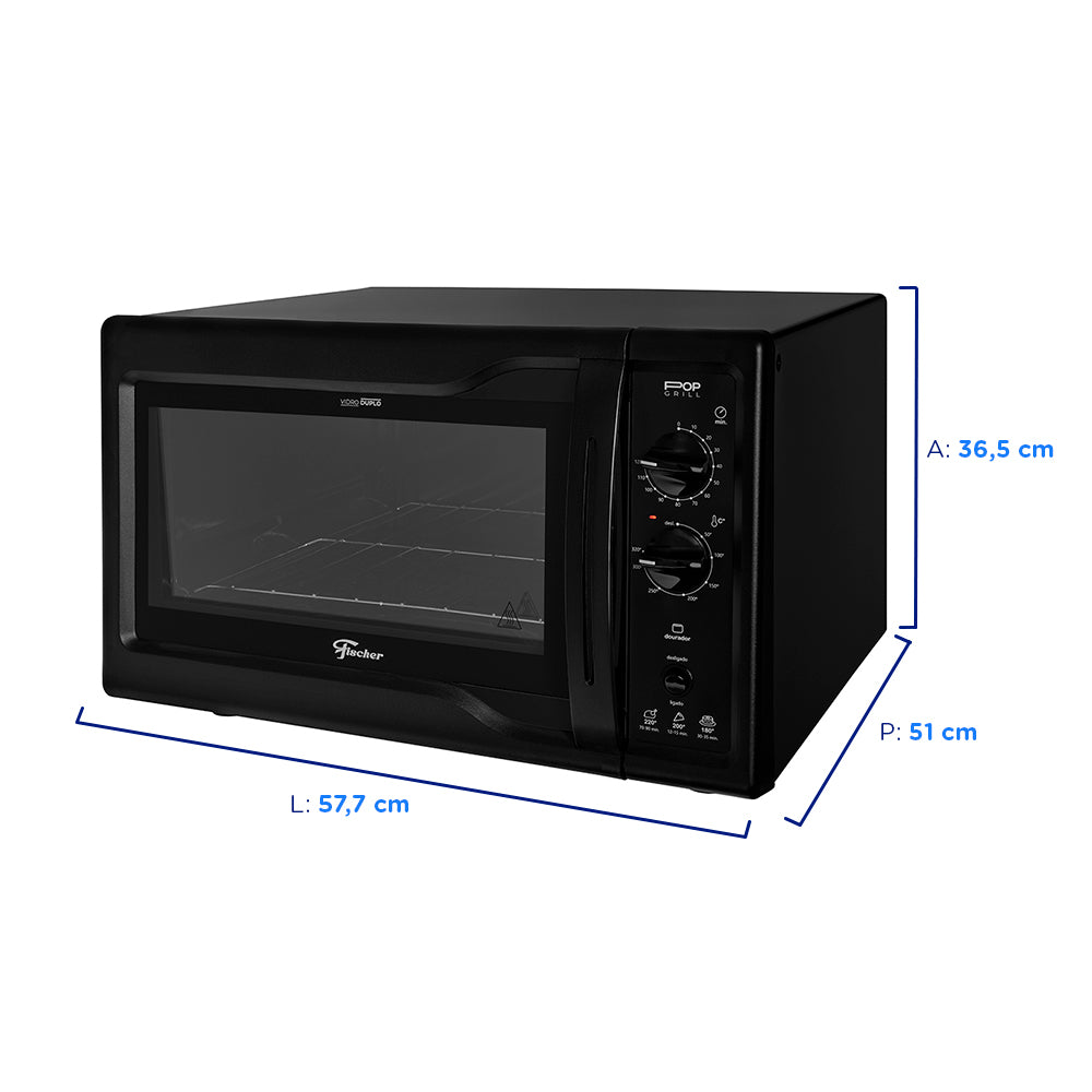 Forno Elétrico de Bancada 44L Fischer Pop Grill 1750W