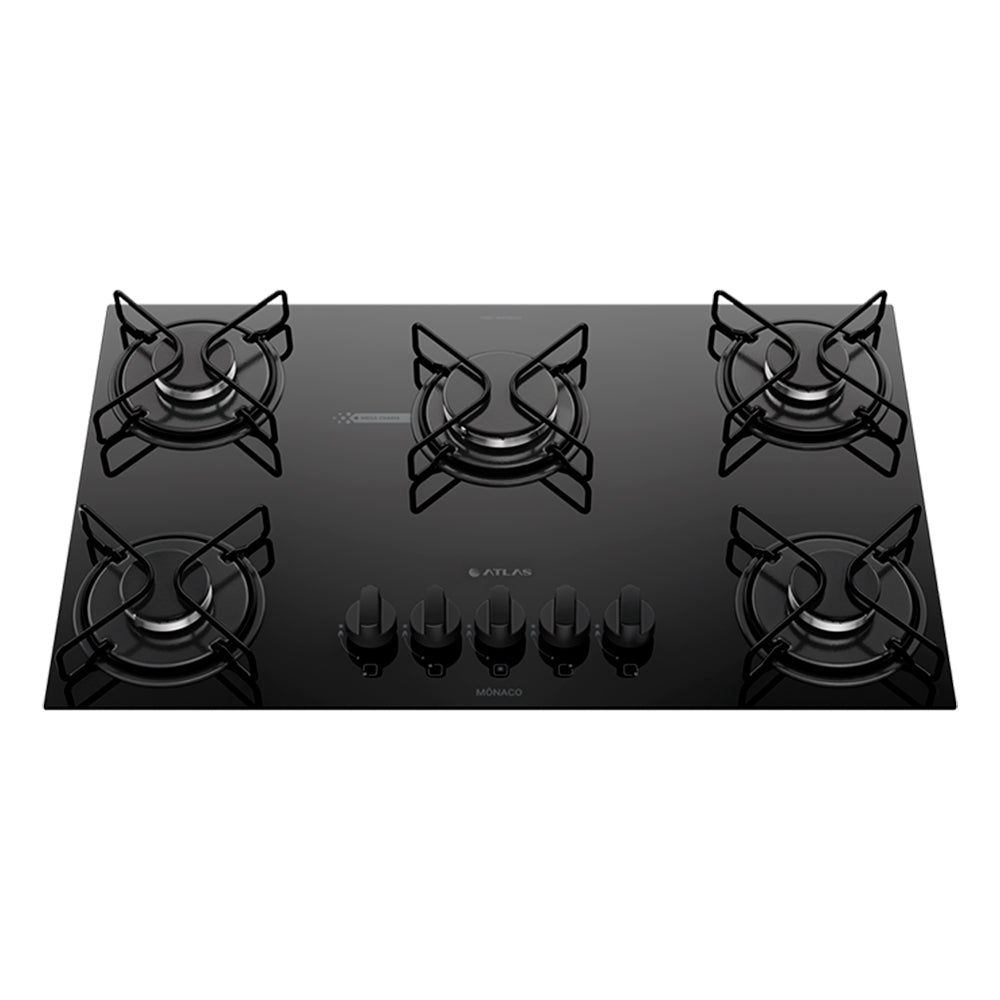 Cooktop a Gás Atlas Monaco Glass 5 Bocas Superautomático Mesa de Vidro