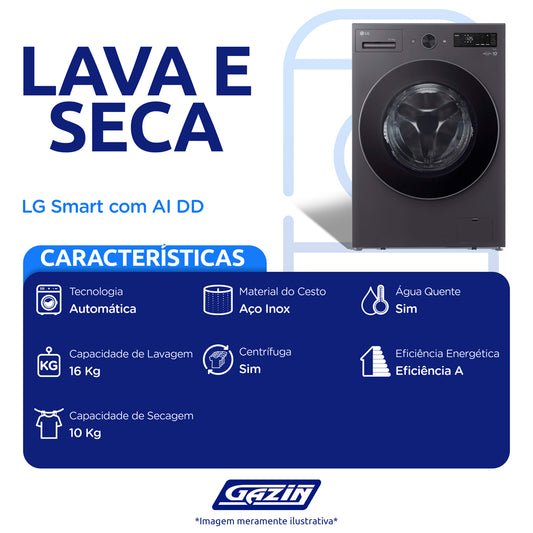 Lava e Seca LG Front Load Smart 16kg WD16GNTS6B