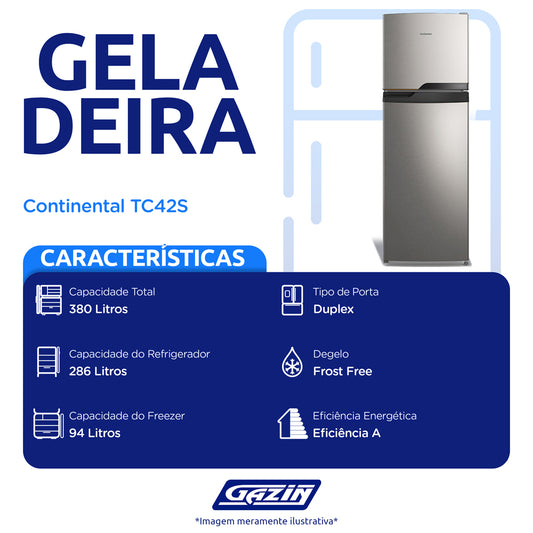 Geladeira Continental 380L Frost Free Duplex TC42S