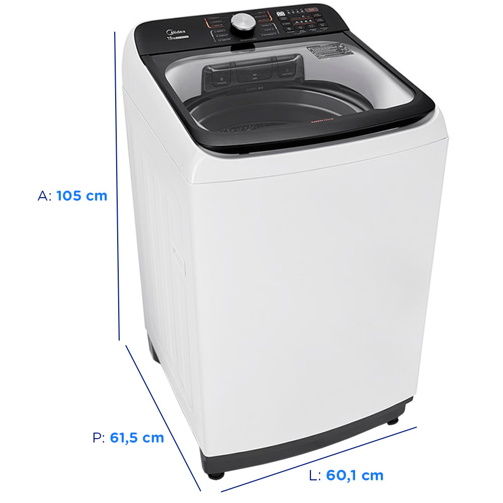 Máquina de Lavar Midea Wave 15kg Automática MA512W150A/WK0