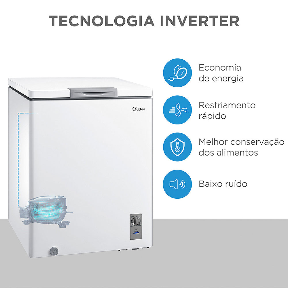Freezer Midea 142L 1 Porta Horizontal Degelo Manual MDRC20